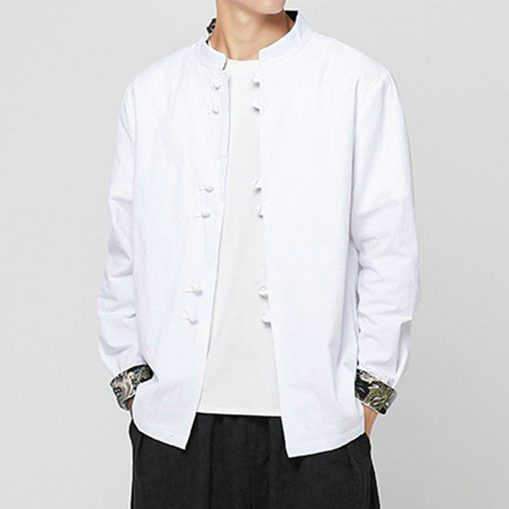 Buddha Stones Men's Frog-Button Dragon Pattern Cuffs Cotton Long Sleeve Shirt - image 10