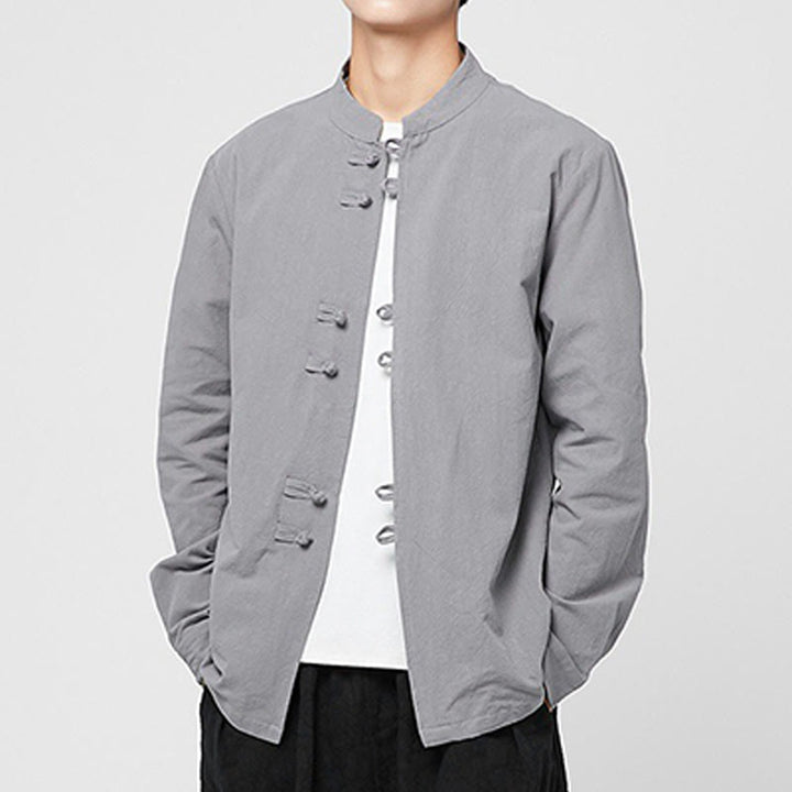 Buddha Stones Men's Frog-Button Dragon Pattern Cuffs Cotton Long Sleeve Shirt - image 23