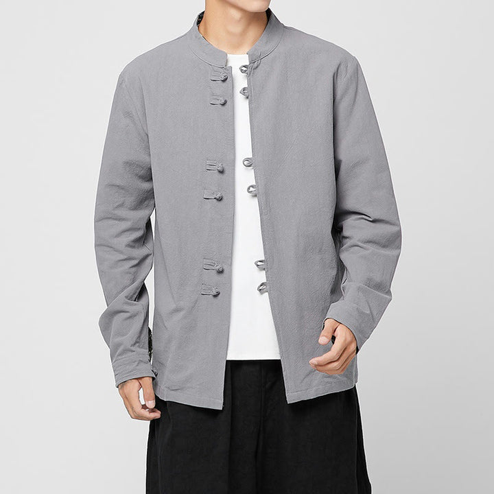 Buddha Stones Men's Frog-Button Dragon Pattern Cuffs Cotton Long Sleeve Shirt - image 20