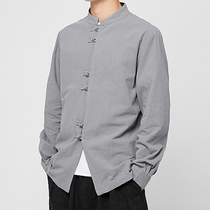 Buddha Stones Men's Frog-Button Dragon Pattern Cuffs Cotton Long Sleeve Shirt - image 25