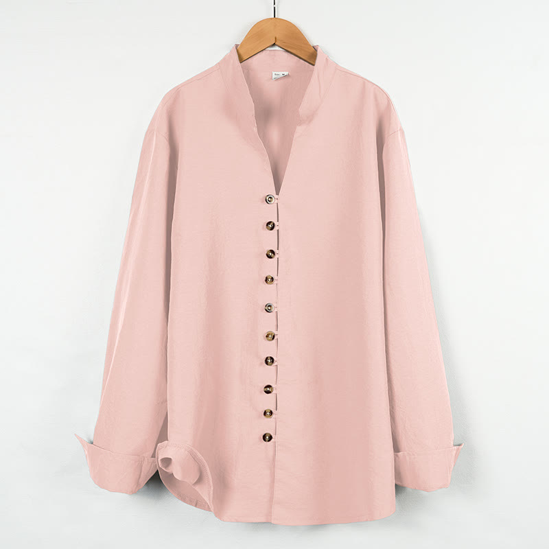 Buddha Stones Solid Color Buttons Fall Long Sleeve Men's Shirt - Pink - US/UK/AU46，EU56 (3XL) - image 13