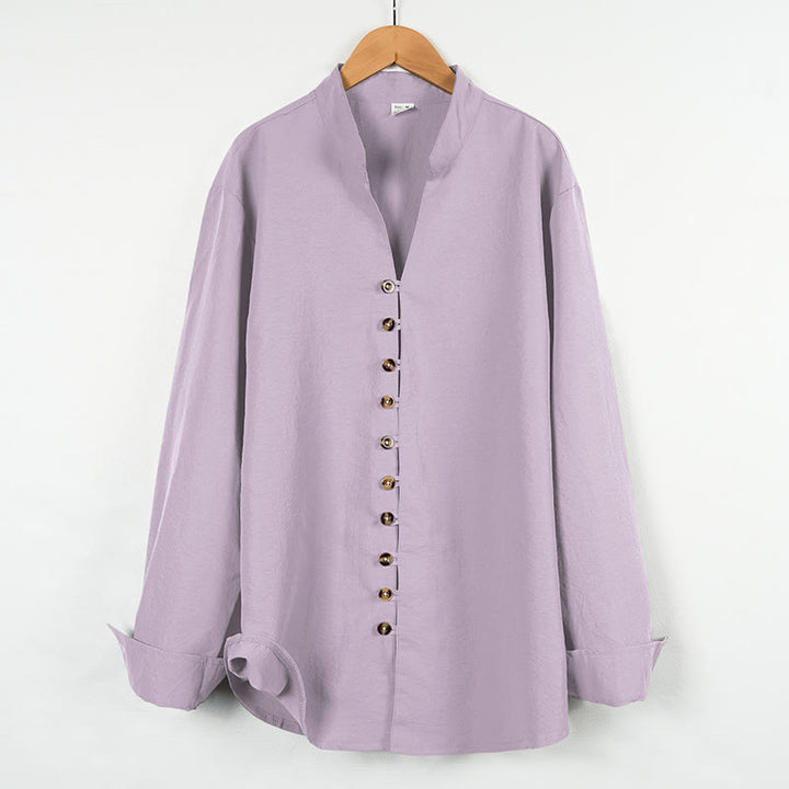 Buddha Stones Solid Color Buttons Fall Long Sleeve Men's Shirt - Thistle - US/UK/AU46，EU56 (3XL) - image 25