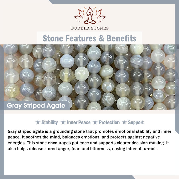 Buddha Stones Ragdoll Cat Gray Striped Agate Chalcedony Support Bracelet - image 8