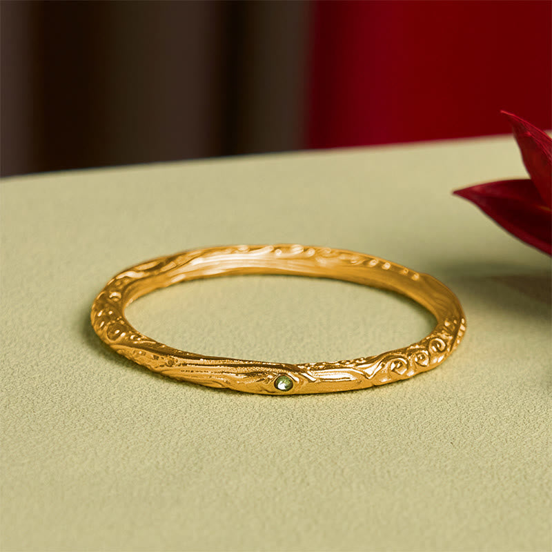 Buddha Stones Hollow Universe Circle Design Copper Plated Gold Wealth Bracelet Bangle - image 1