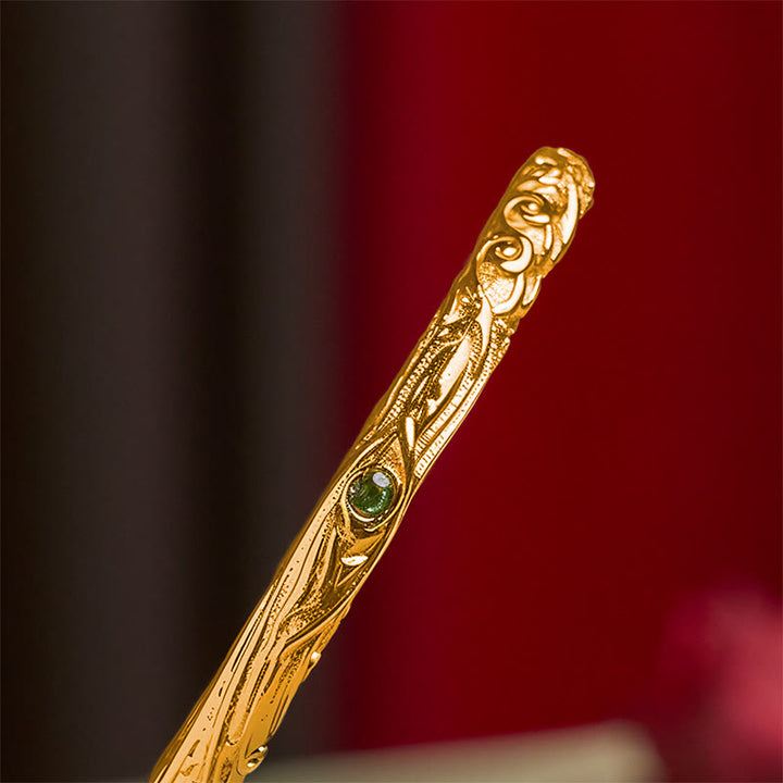 Buddha Stones Hollow Universe Circle Design Copper Plated Gold Wealth Bracelet Bangle - image 5