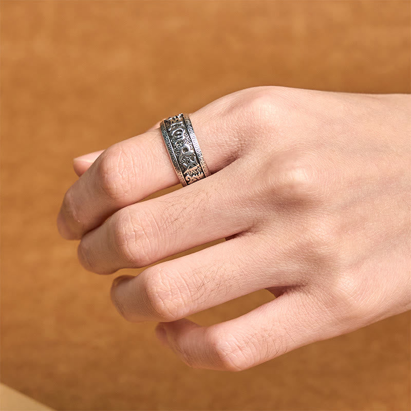 Buddha Stones Om Mani Padme Hum Copper Adjustable Wealth Ring - image 3