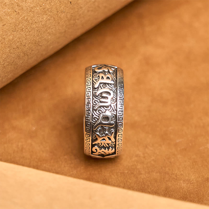 Buddha Stones Om Mani Padme Hum Copper Adjustable Wealth Ring - image 2