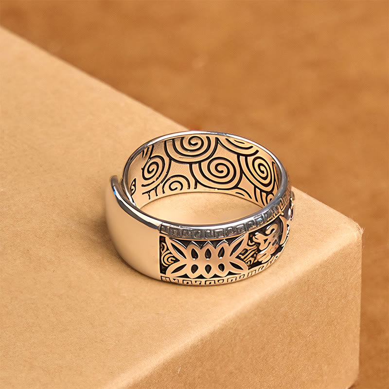 Buddha Stones Om Mani Padme Hum Copper Adjustable Wealth Ring - image 1