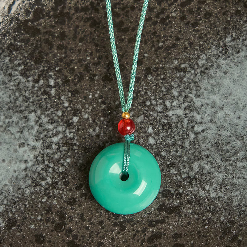 Buddha Stones Turquoise Peace Buckle Rope Balance Necklace Pendant - image 4