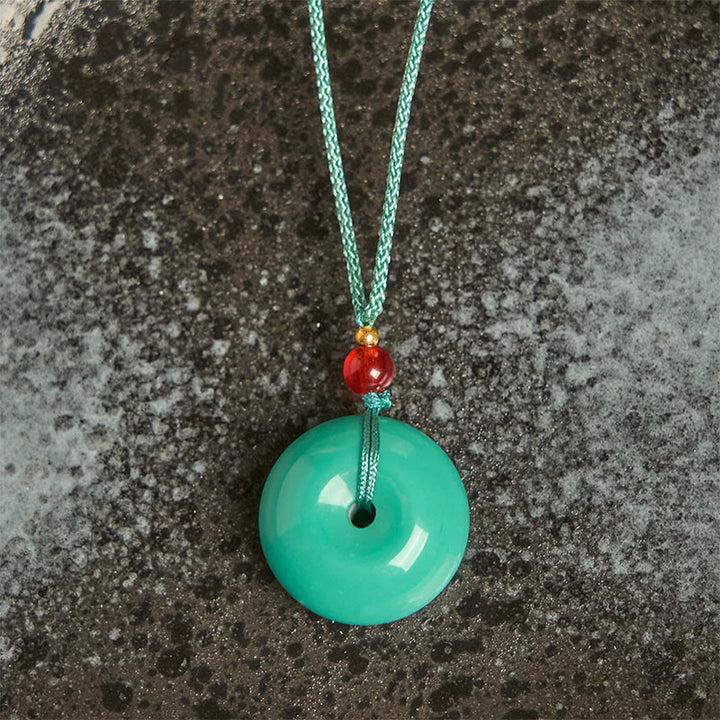 Buddha Stones Turquoise Peace Buckle Rope Balance Necklace Pendant - image 4