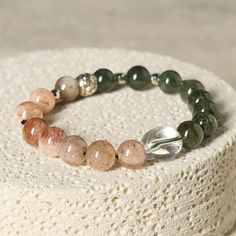 Buddha Stones Natural Green Rutilated Quartz Super Seven Crystal Wealth Bracelet - image 1