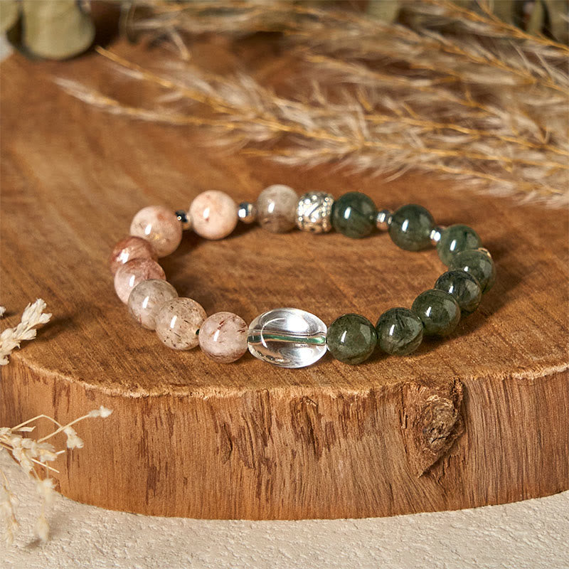 Buddha Stones Natural Green Rutilated Quartz Super Seven Crystal Wealth Bracelet - Green Rutilated Quartz(Wrist Circumference: 14-16cm) - image 0