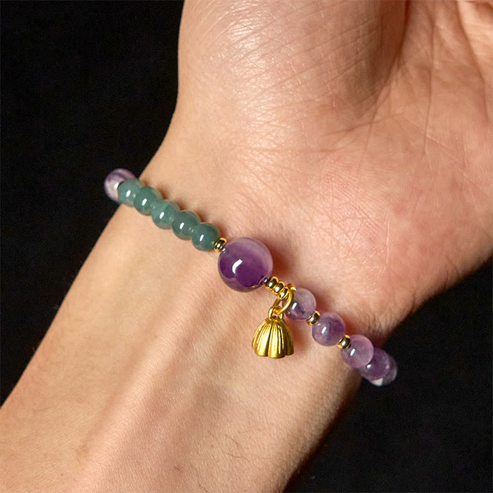 Buddha Stones Natural Lotus Amethyst Jade Balance Bracelet - image 3