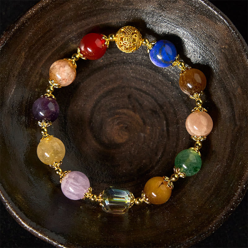 Buddha Stones Natural Dunhuang Colorful Beads Amethyst Lazurite Balance Bracelet - image 1