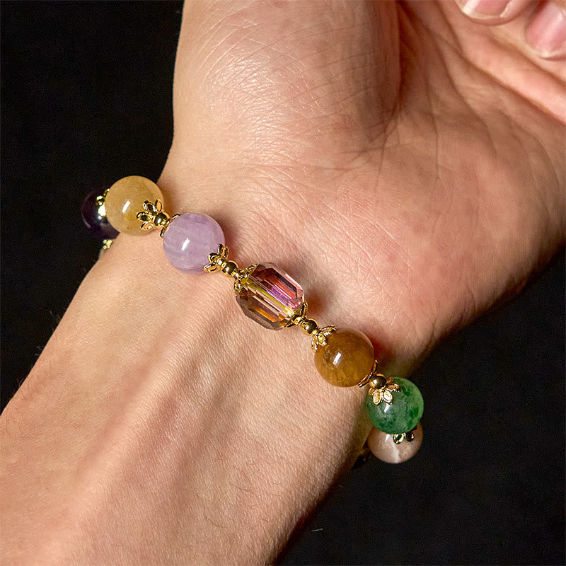 Buddha Stones Natural Dunhuang Colorful Beads Amethyst Lazurite Lapis Lazuli Balance Bracelet - image 4