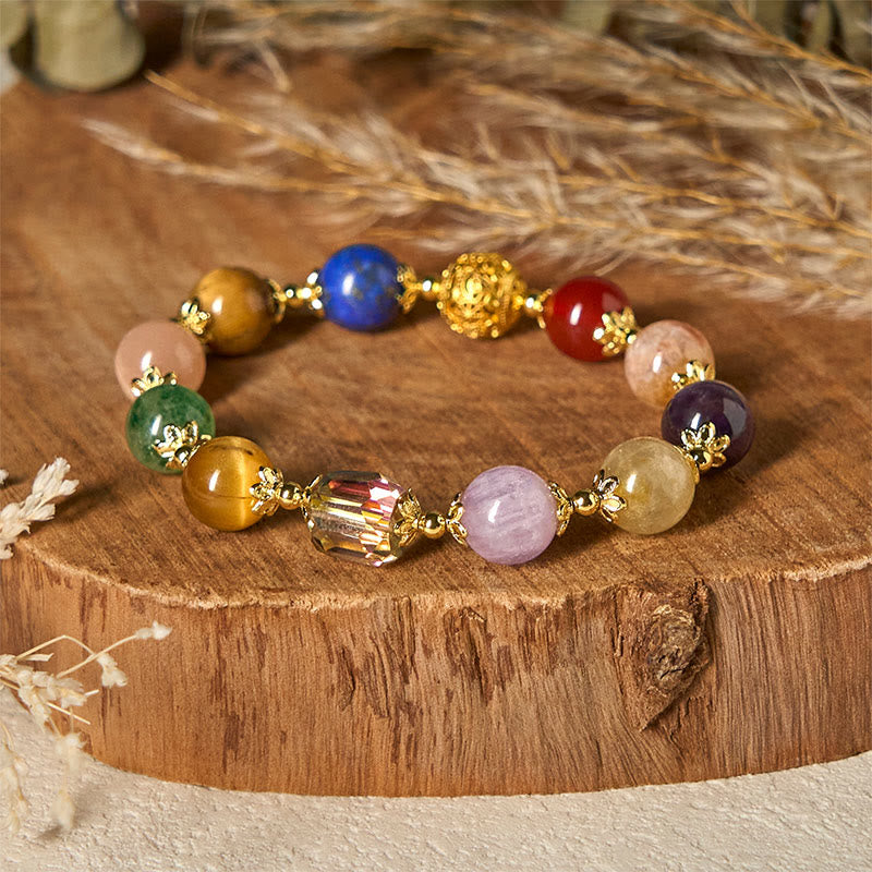 Buddha Stones Natural Dunhuang Colorful Beads Amethyst Lazurite Lapis Lazuli Balance Bracelet - image 3