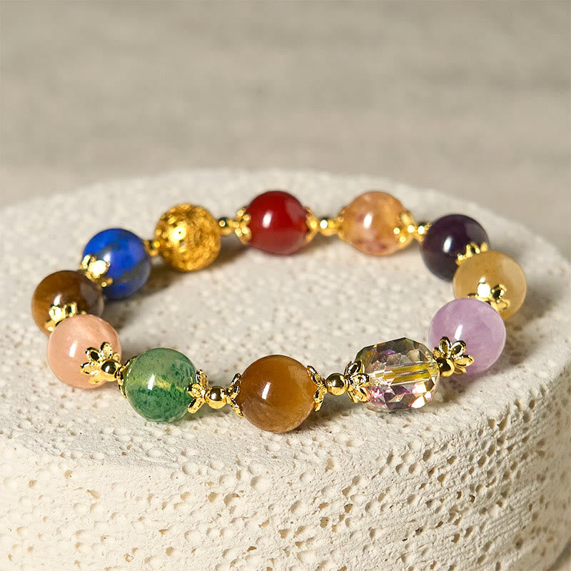 Buddha Stones Natural Dunhuang Colorful Beads Amethyst Lazurite Lapis Lazuli Balance Bracelet - image 2