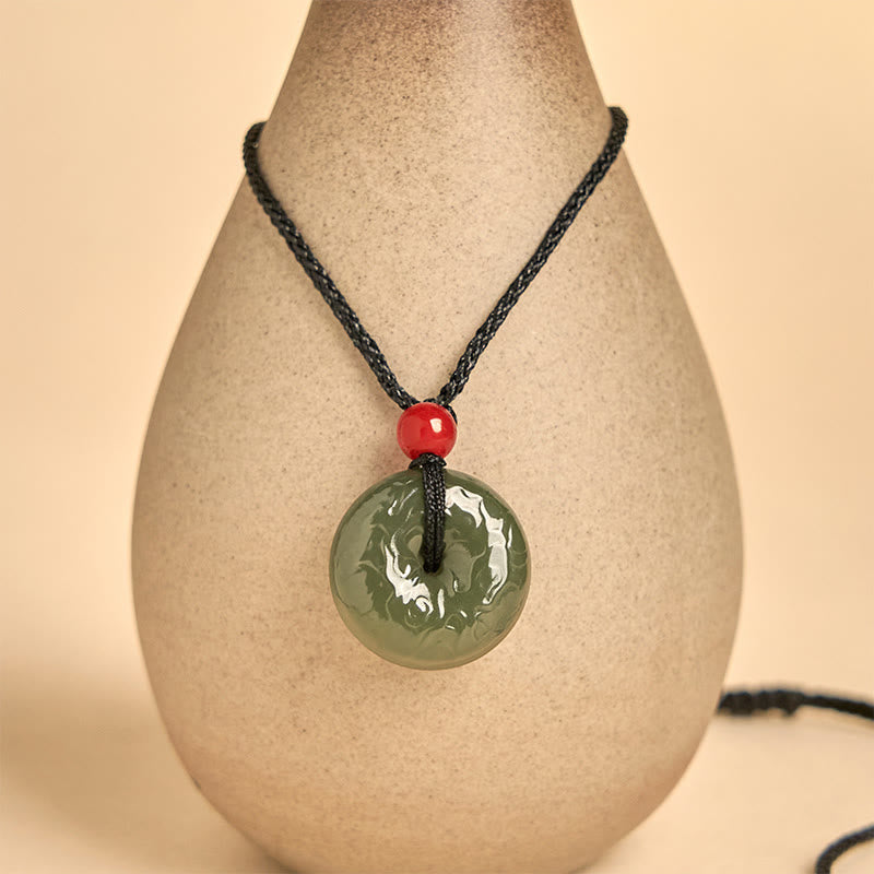 Buddha Stones "Wishing You Peace and Safety" Peace Buckle Jade Necklace Includes Gift Message Card - image 12