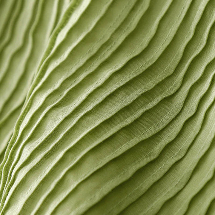 Buddha Stones Casual Accordion Pleat Plain V-neck Short Sleeve Cotton Midi Dress With Pockets - image 14