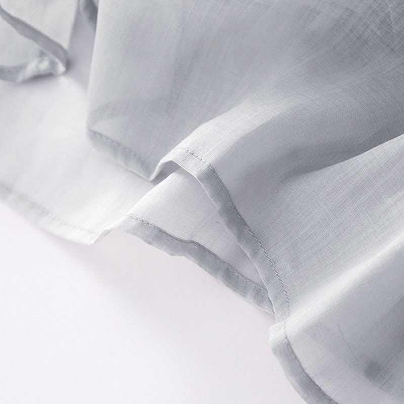 Buddha Stones Casual Accordion Pleat Plain V-neck Short Sleeve Cotton Midi Dress With Pockets - image 28