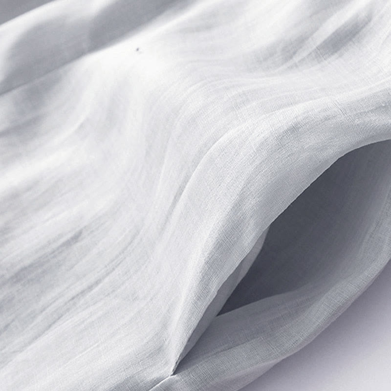 Buddha Stones Casual Accordion Pleat Plain V-neck Short Sleeve Cotton Midi Dress With Pockets - image 27