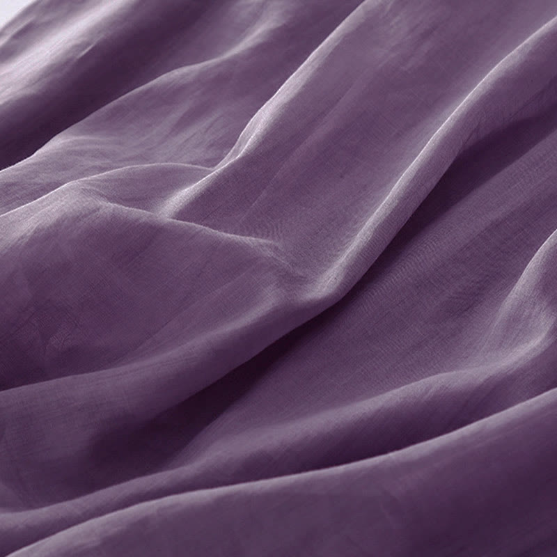 Buddha Stones Casual Accordion Pleat Plain V-neck Short Sleeve Cotton Midi Dress With Pockets - image 6