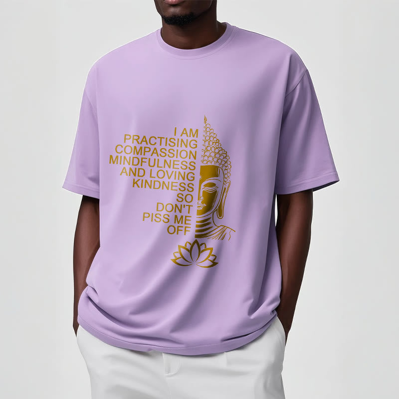 Buddha Stones Casual Golden Side Buddha Lotus Flower Pattern Cotton Tee T-Shirt - image 17