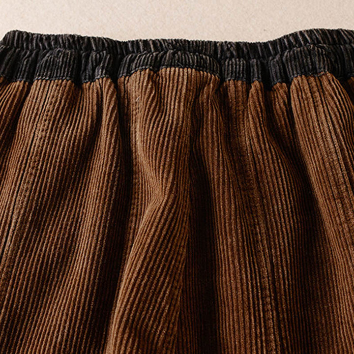 Buddha Stones Color Contrast Corduroy Cotton Women's Thermal Fleece-Lined Harem Pants With Pockets - image 25