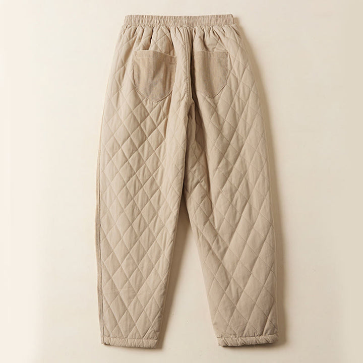 Buddha Stones Diamond Quilted Design Thermal Women's Harem Cotton Pants With Pockets - image 10