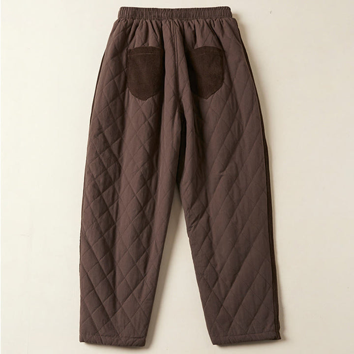 Buddha Stones Diamond Quilted Design Thermal Women's Harem Cotton Pants With Pockets - image 19