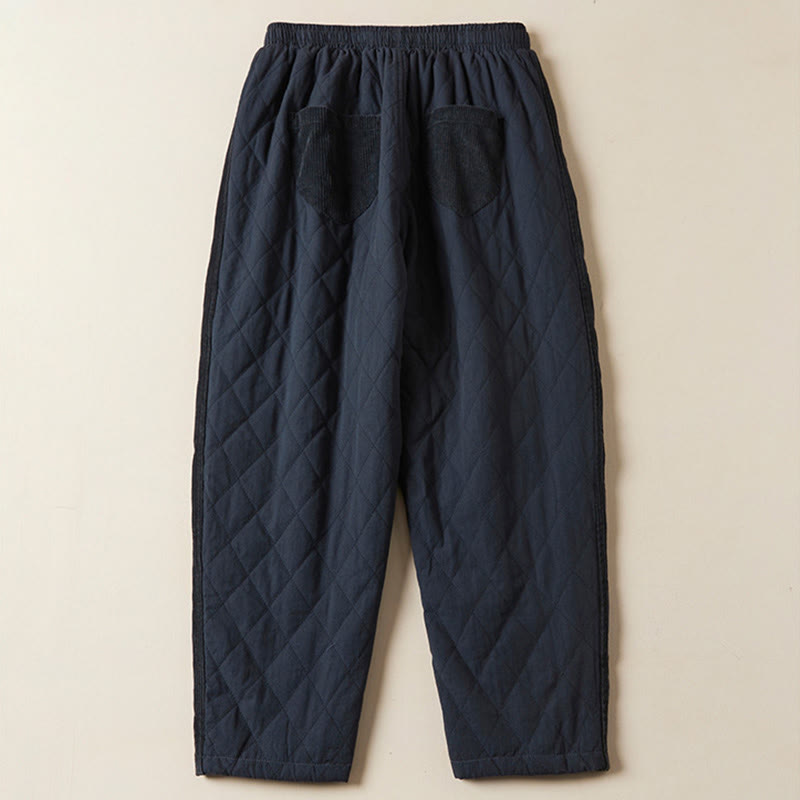Buddha Stones Diamond Quilted Design Thermal Women's Harem Cotton Pants With Pockets - image 1