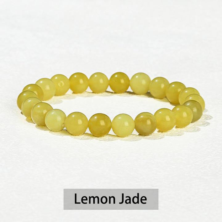 Buddha Stones Various Crystal Stone Amethyst Green Aventurine Rose Quartz Healing Bracelet - Lemon Jade - 10mm(Wrist Circumference 14-16cm) - image 14