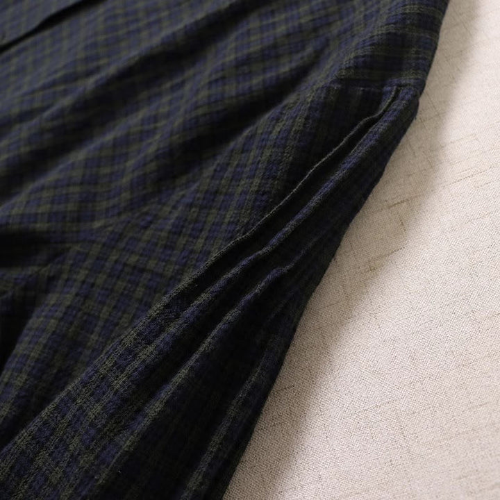 Buddha Stones Long Sleeve Plaid Simple Buttons Ruffled Design Midi Dress With Pockets - image 4