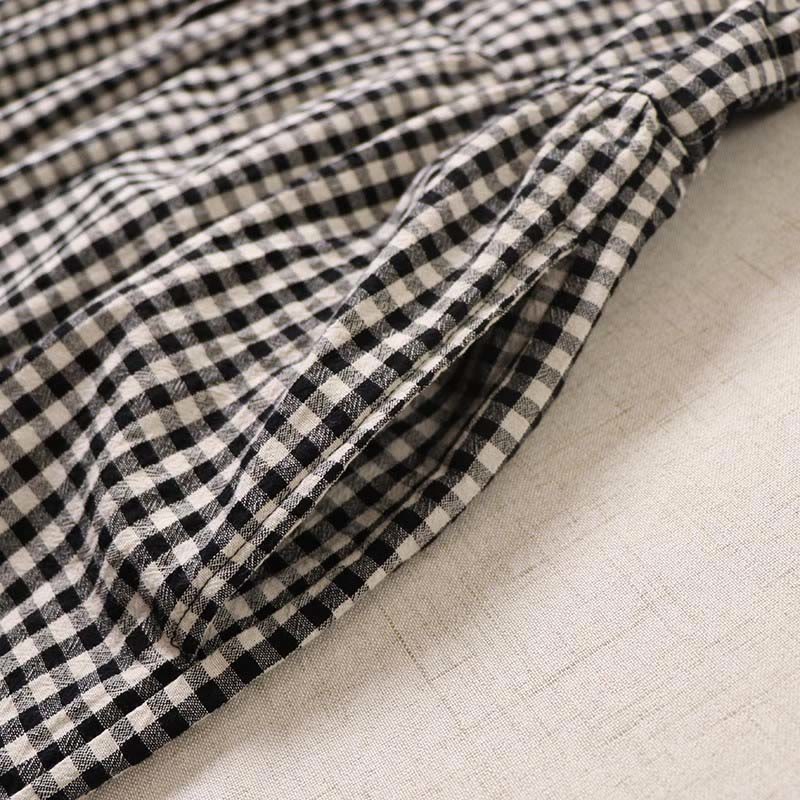 Buddha Stones Long Sleeve Plaid Simple Buttons Ruffled Design Midi Dress With Pockets - image 18