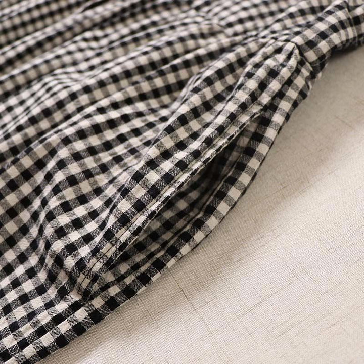 Buddha Stones Long Sleeve Plaid Simple Buttons Ruffled Design Midi Dress With Pockets - image 18