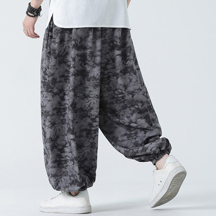 Buddha Stones Retro Casual Drawstring Design Floral Pattern Men's Harem Pants With Pockets - image 15