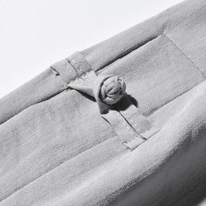 Buddha Stones Casual Patchwork Crane Pattern Frog-Button Design Men's Wide Leg Pants With Pockets - image 25