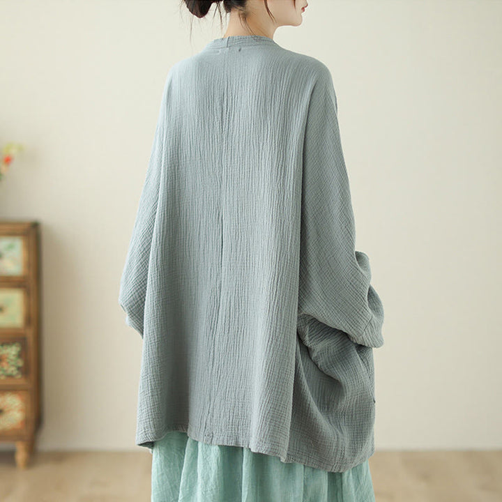 Buddha Stones Plain Long Sleeve Zen Meditation Cotton Linen Jacket With Pockets - image 5