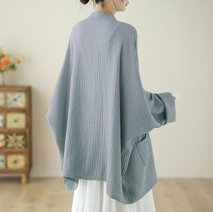 Buddha Stones Plain Long Sleeve Zen Meditation Cotton Linen Jacket With Pockets - image 16