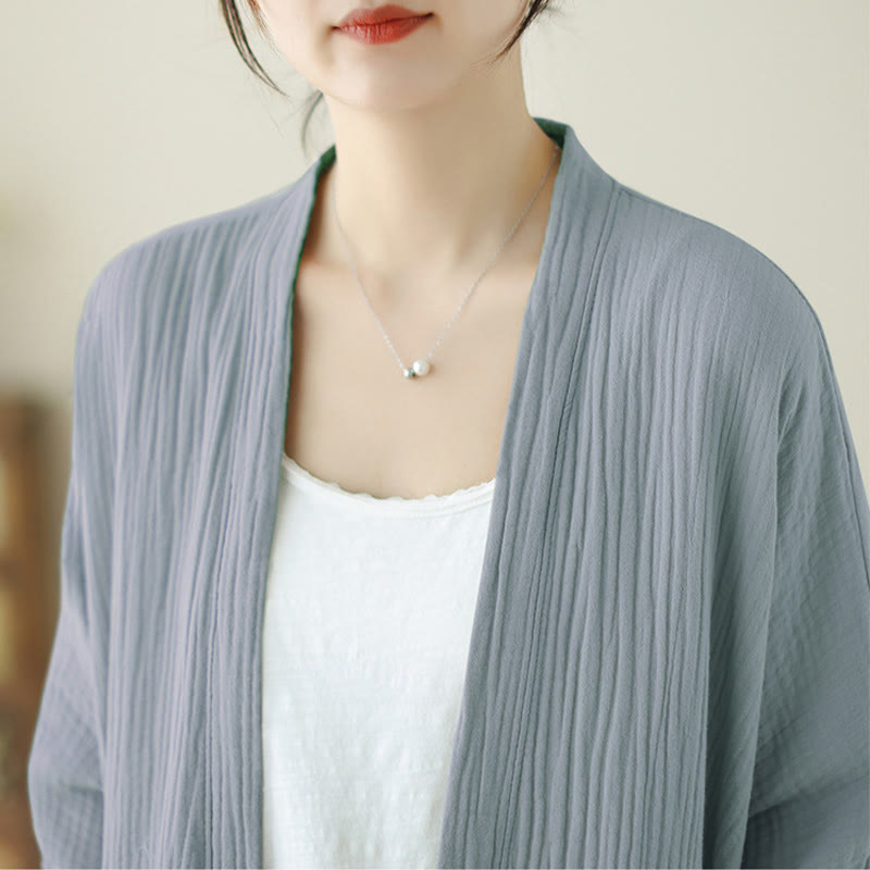 Buddha Stones Plain Long Sleeve Zen Meditation Cotton Linen Jacket With Pockets - image 21