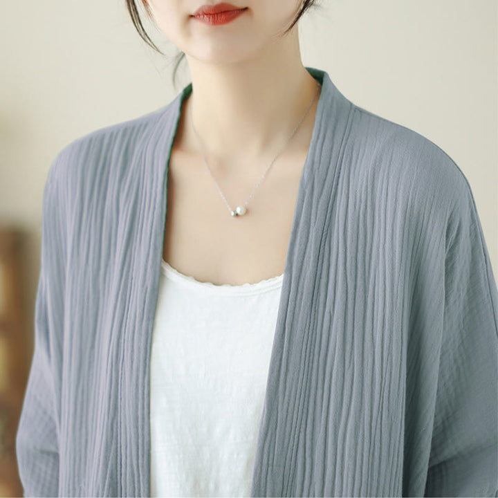 Buddha Stones Plain Long Sleeve Zen Meditation Cotton Linen Jacket With Pockets - image 21