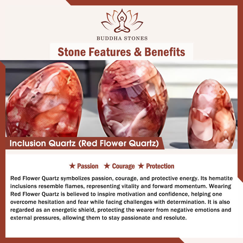 Buddha Stones 925 Sterling Silver Faceless Cat Head Natural Red Flower Quartz Passion Bracelet - image 6