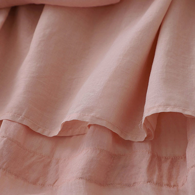 Buddha Stones Solid Lace Elastic Waist Cotton Women's Skirt - image 5