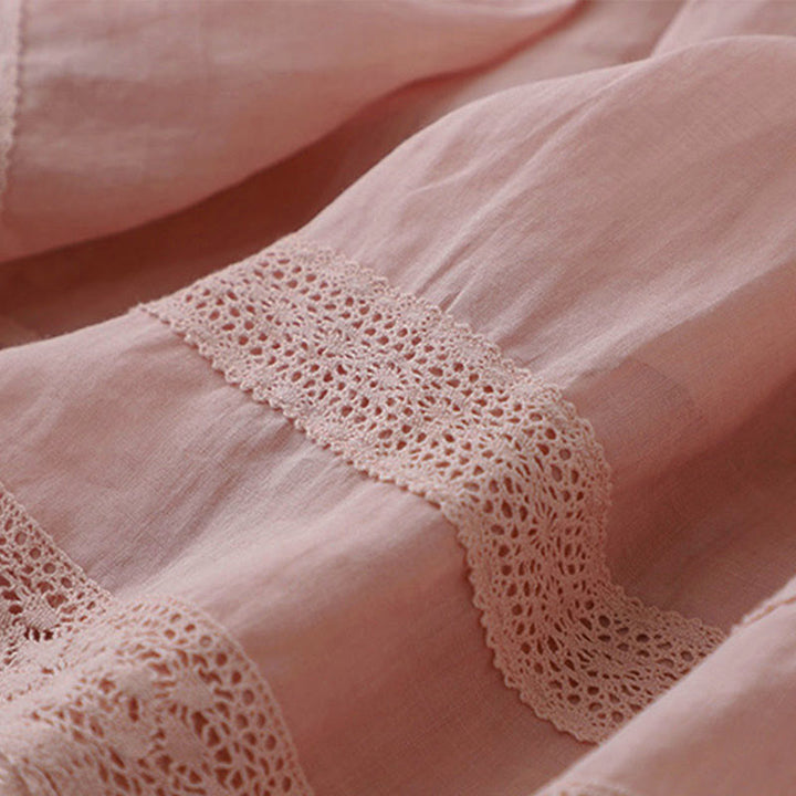 Buddha Stones Solid Lace Elastic Waist Cotton Women's Skirt - image 3