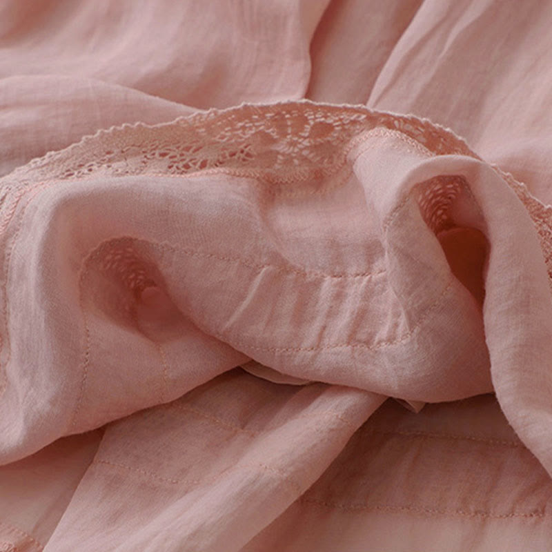 Buddha Stones Solid Lace Elastic Waist Cotton Women's Skirt - image 6