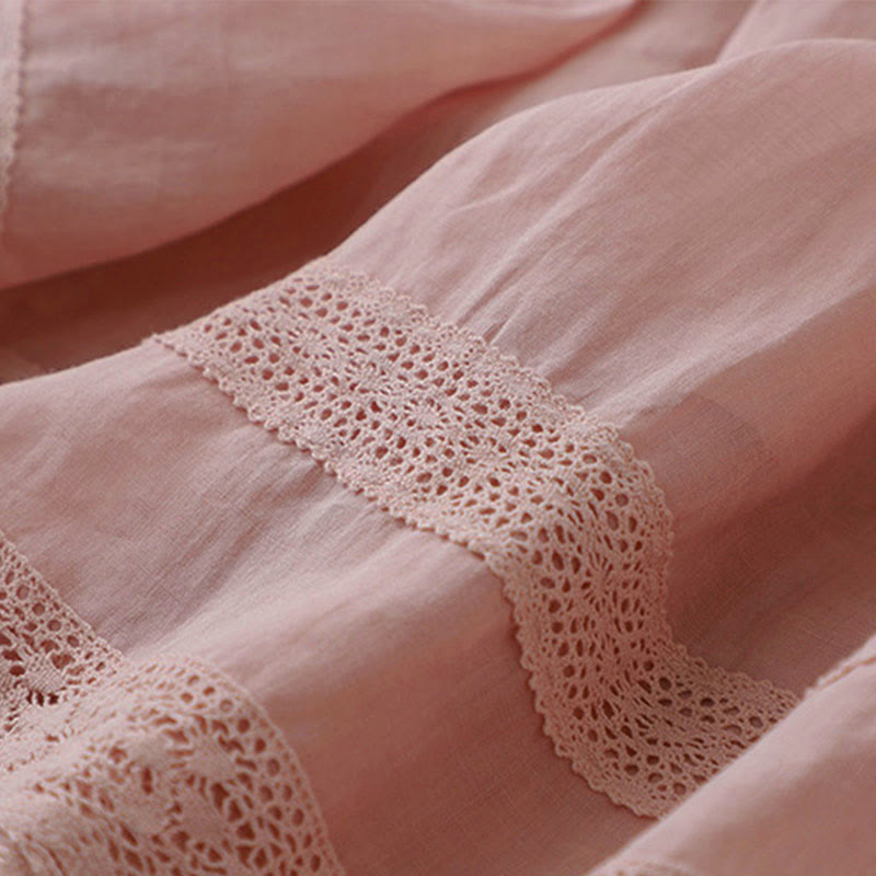 Buddha Stones Solid Lace Elastic Waist Cotton Women's Skirt - image 3