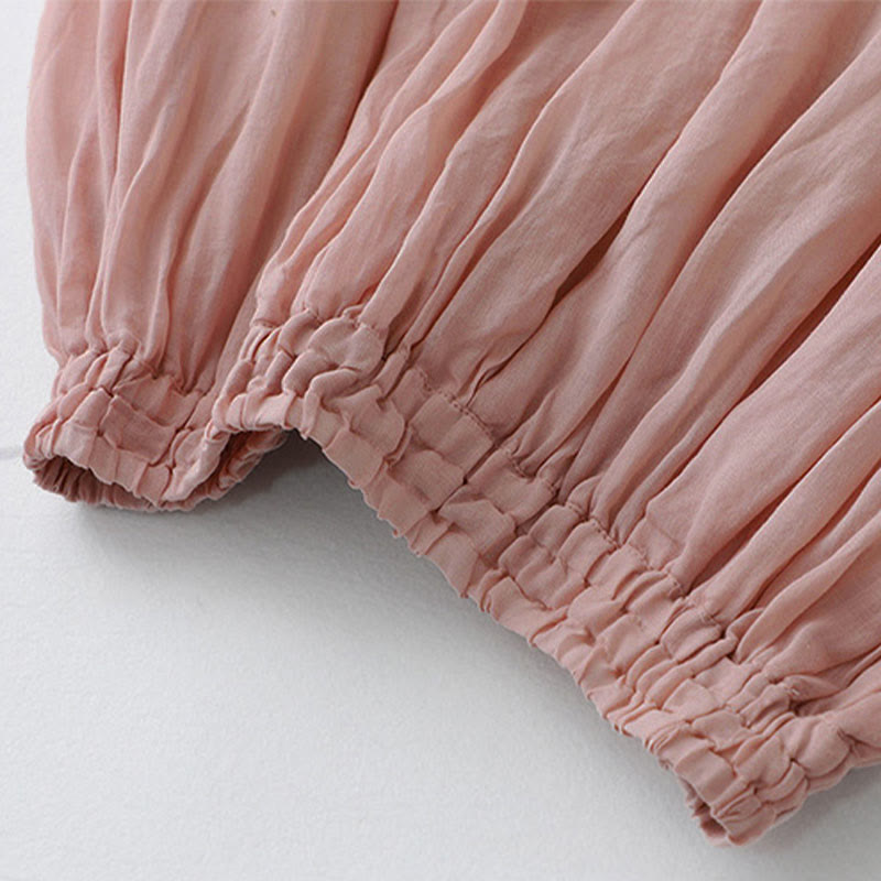 Buddha Stones Solid Lace Elastic Waist Cotton Women's Skirt - image 8