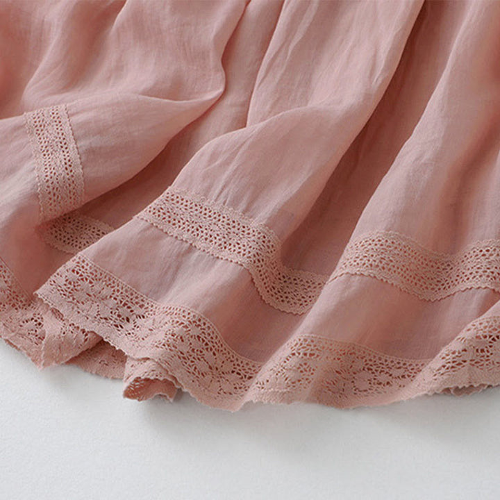 Buddha Stones Solid Lace Elastic Waist Cotton Women's Skirt - image 7