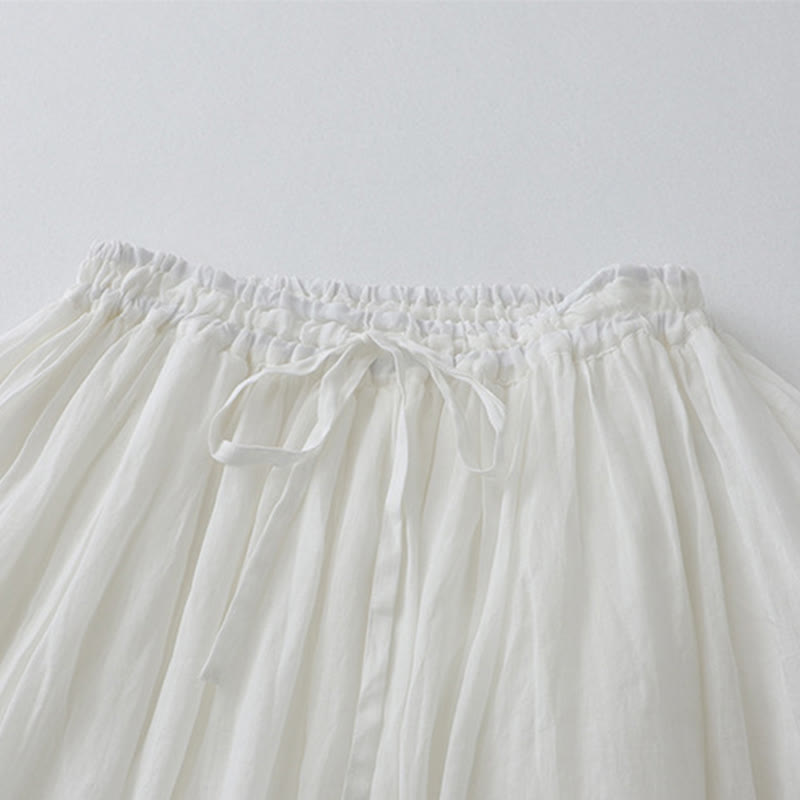 Buddha Stones Solid Lace Elastic Waist Cotton Women's Skirt - image 12