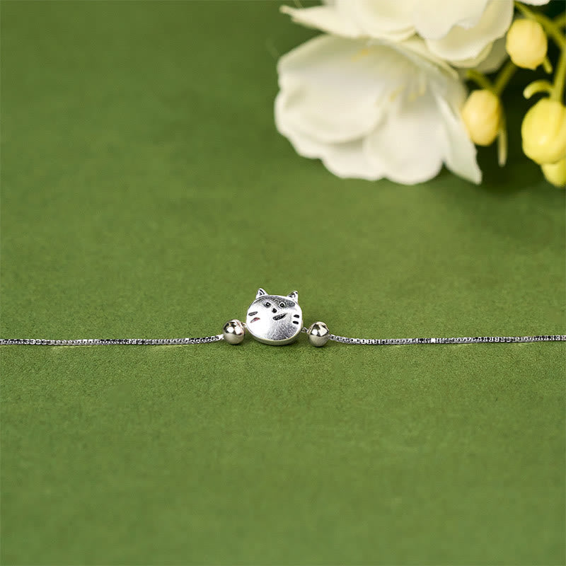 Buddha Stones 925 Sterling Silver Mini Cat Blessing Chain Bracelet - image 2